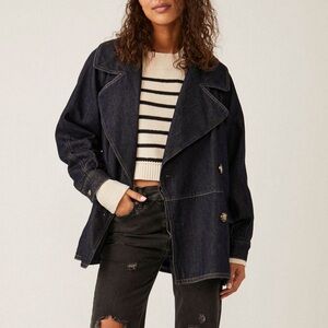Free People Denim Car Coat